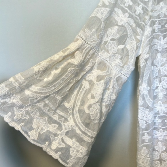 Sundance 100% Silk White Lace Dress with Lining - Picture 4 of 7